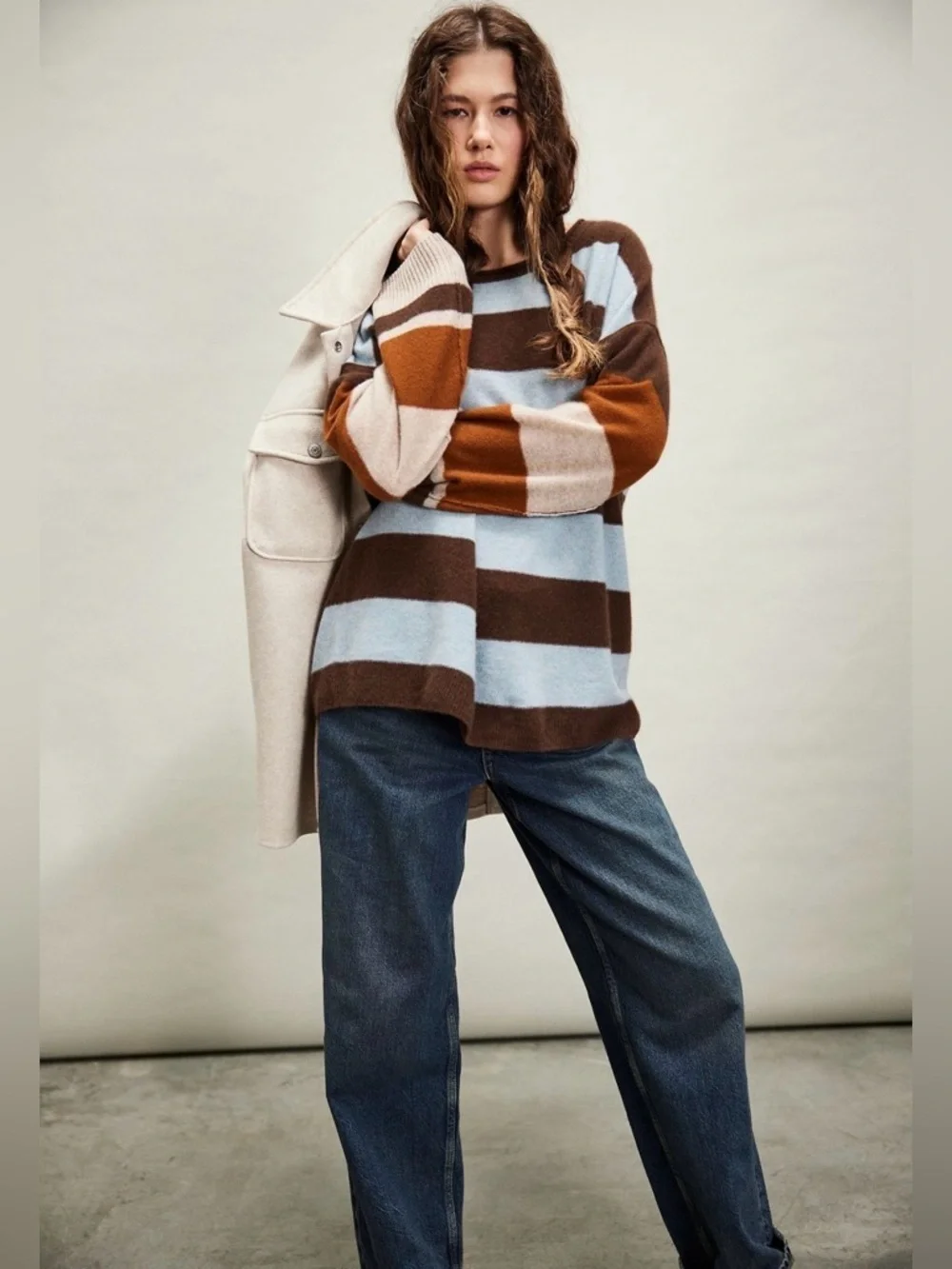 Free People Addie Stripe Cashmere Pullover Size Small NWT